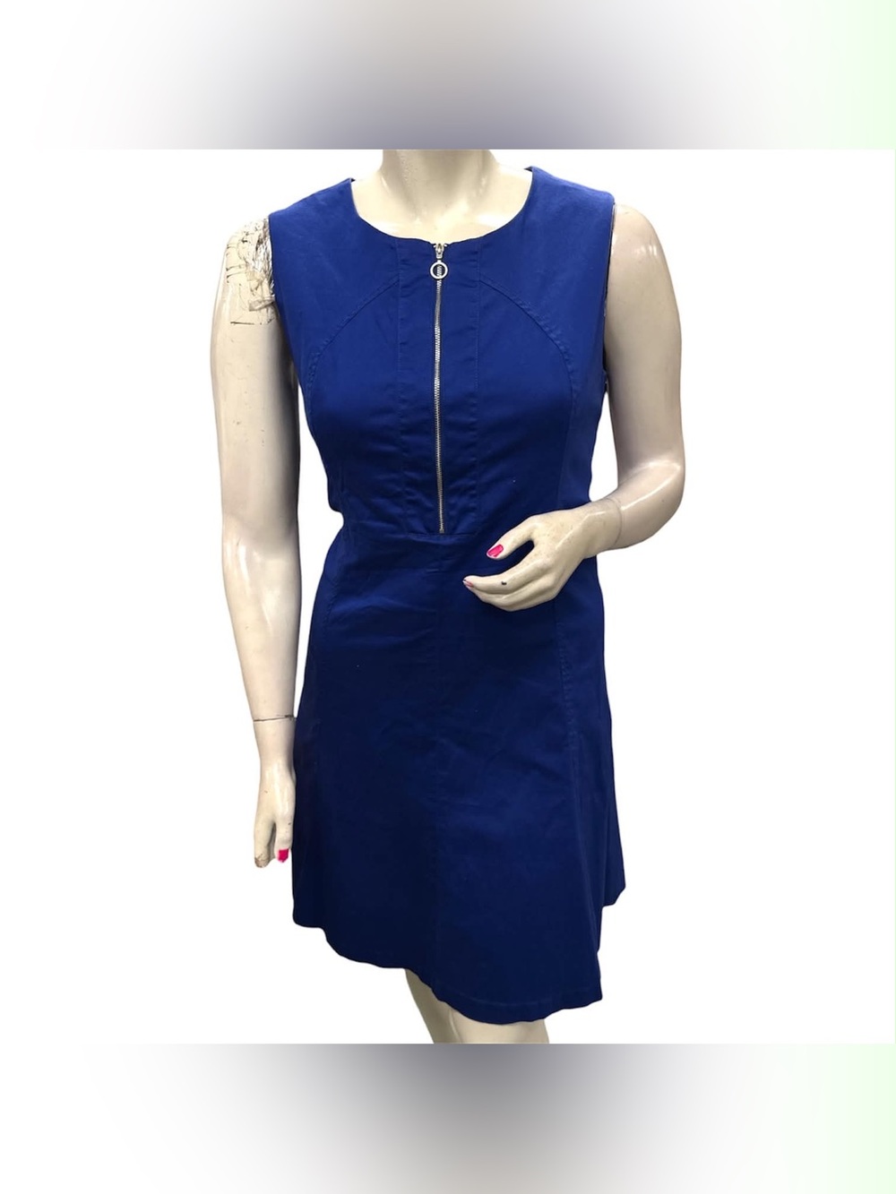 cleo Royal Blue Sleeveless Zip-Front Mini Dress Size XL